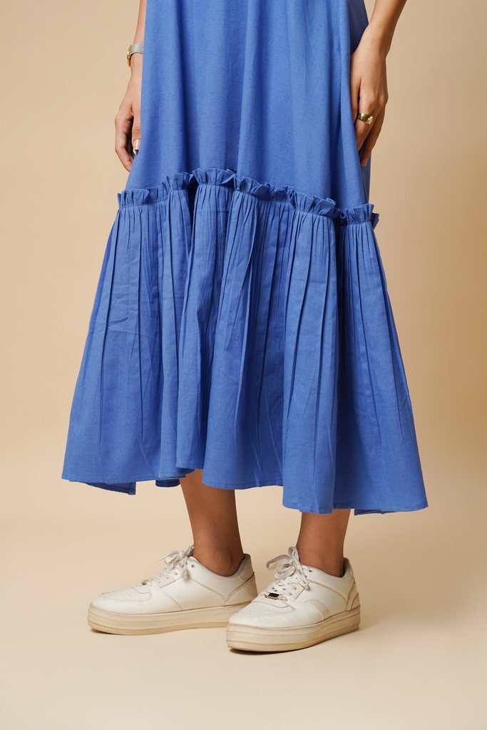 FRILL STRING DRESS POW. BLUE