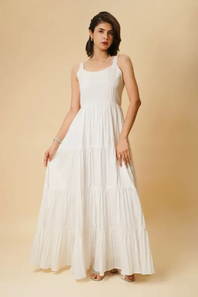 TIER LONG DRESS (WHITE)