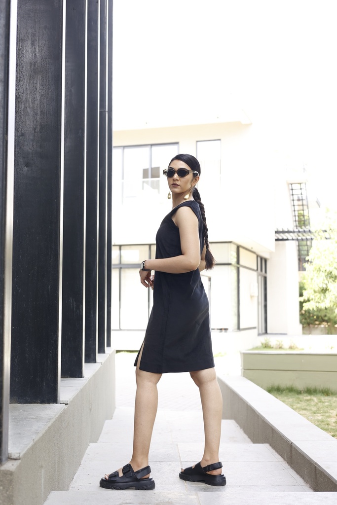 BLACK CORDUROY DRESS