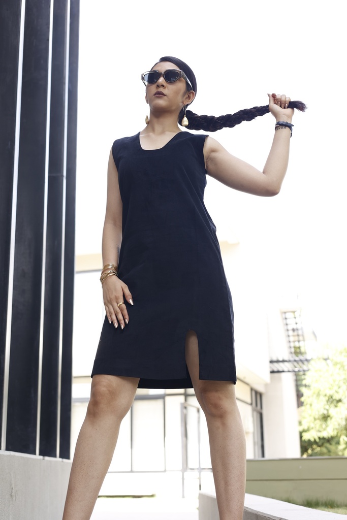 BLACK CORDUROY DRESS