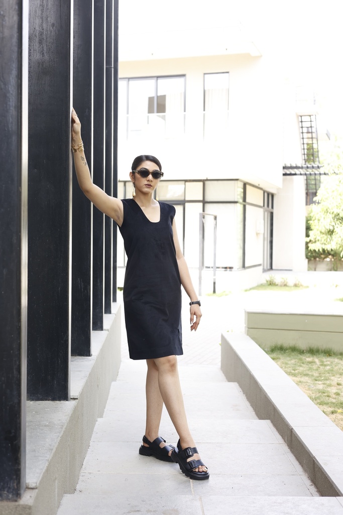 BLACK CORDUROY DRESS