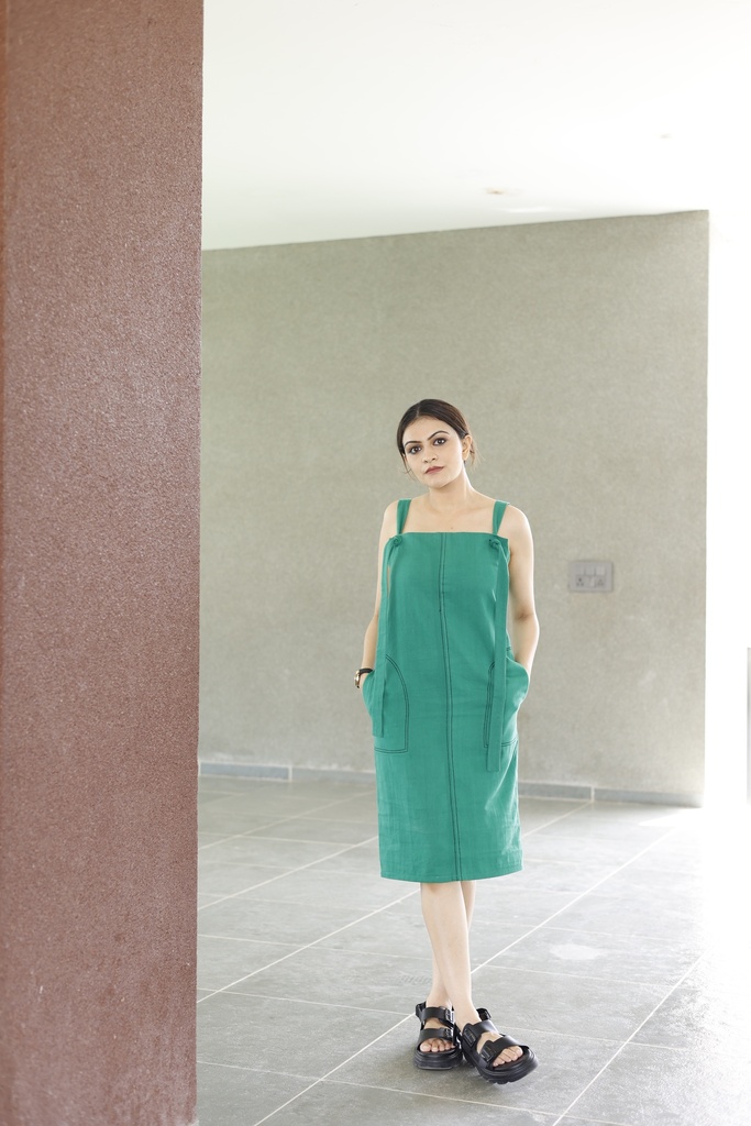 GREEN DUNGRI DRESS