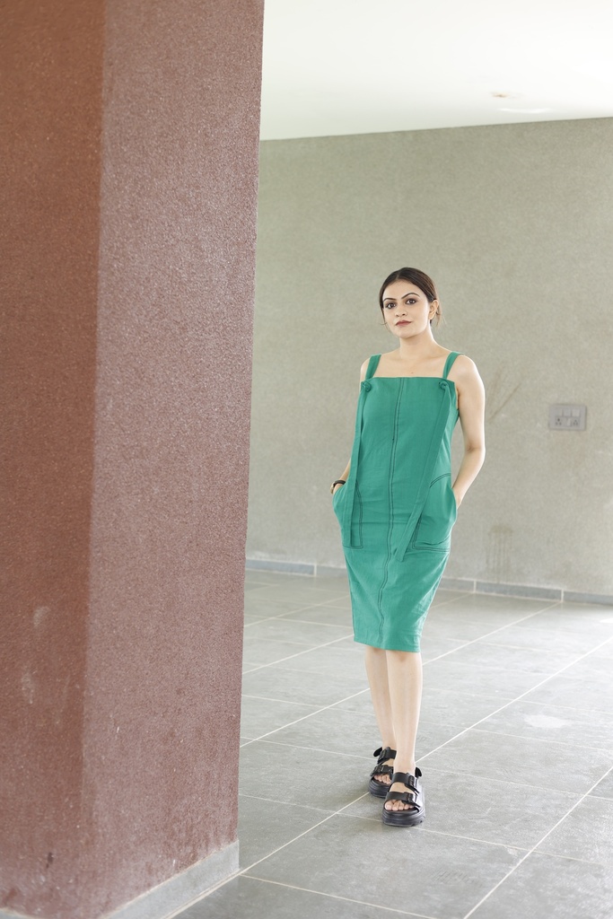 GREEN DUNGRI DRESS