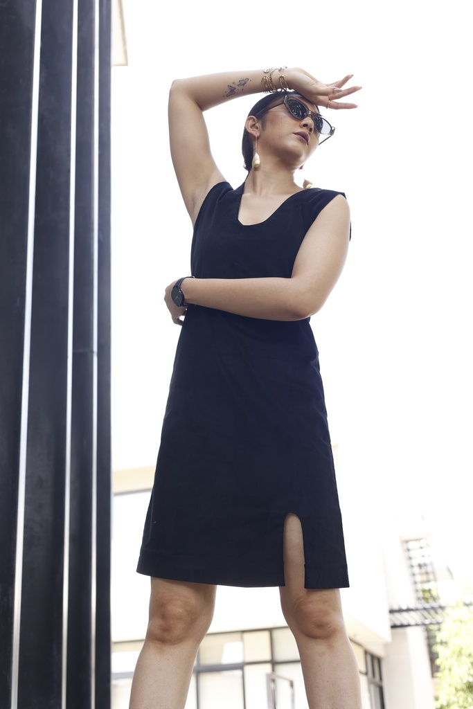 BLACK CORDUROY DRESS