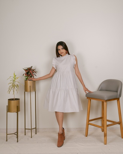 RUFFLE SLEEVE+NECK(WHITE)