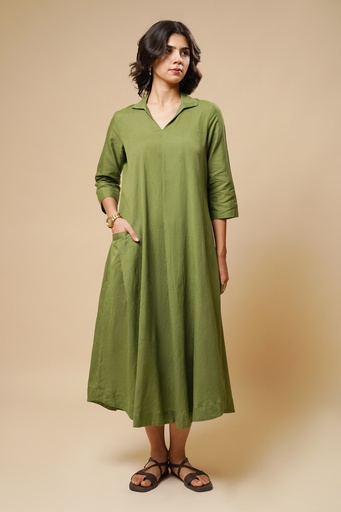 OLIVE GREEN SHIRT DRESS